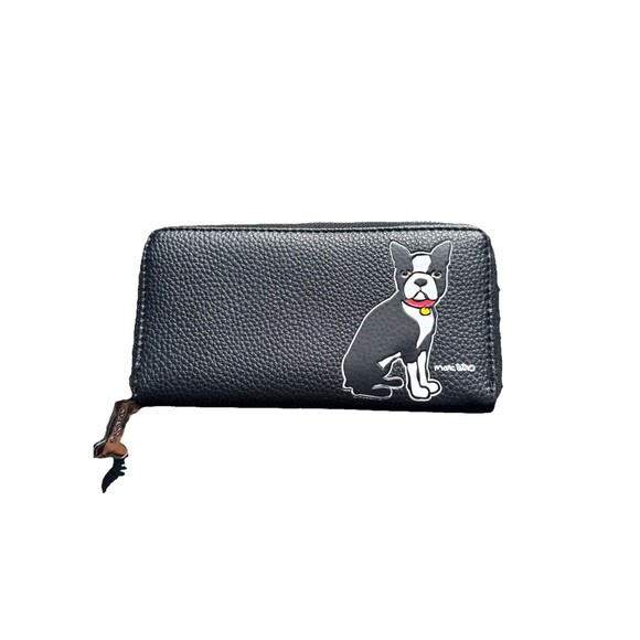 Marc Tetro Handbags - Marc Tetro Boston Terrier Dog Black Zippered Wallet